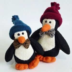 Artisan Flair Penguin Plush Stuffed Animal Toy Winter Christmas Miss Elles Set